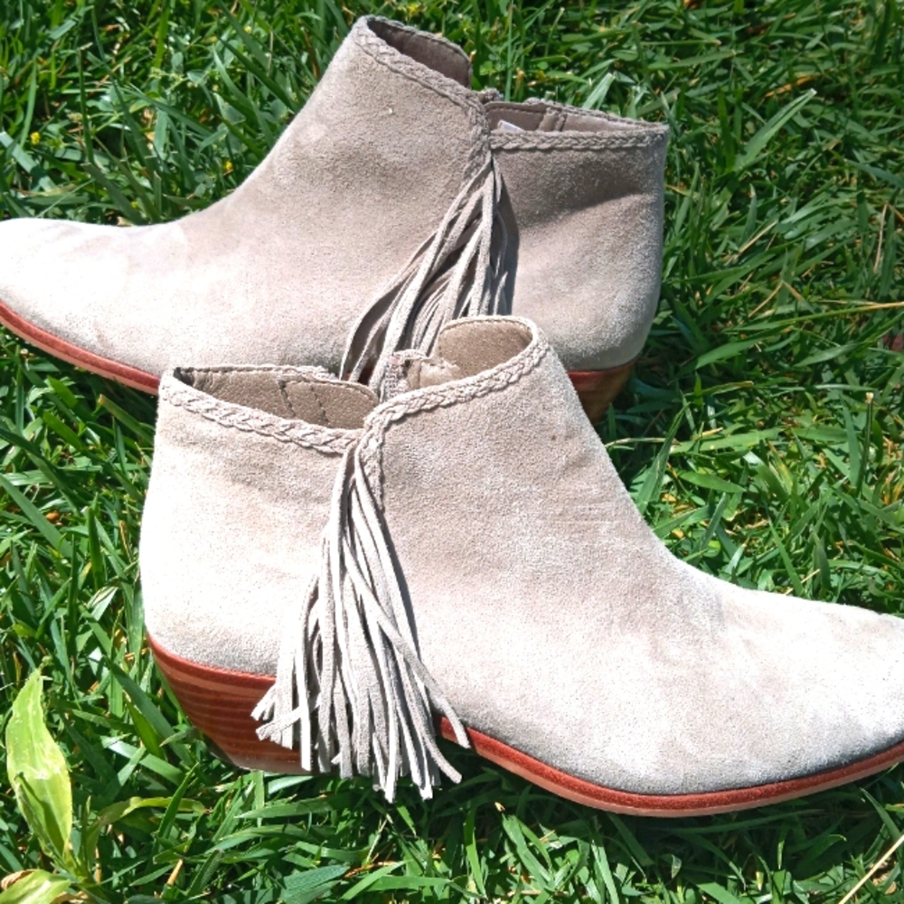 Sam Eldelman Paige suede leather fringe bootie
